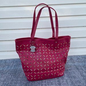 Braciano Women Tote Shoulder Bag Hand Bag Pink Cutout Magnet Faux Leather bag